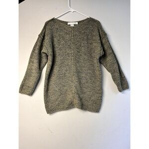 The Limited Sweater VTG Y2K Sz M Green Knit Boat Neck Oversized Chunky Ramie Cot